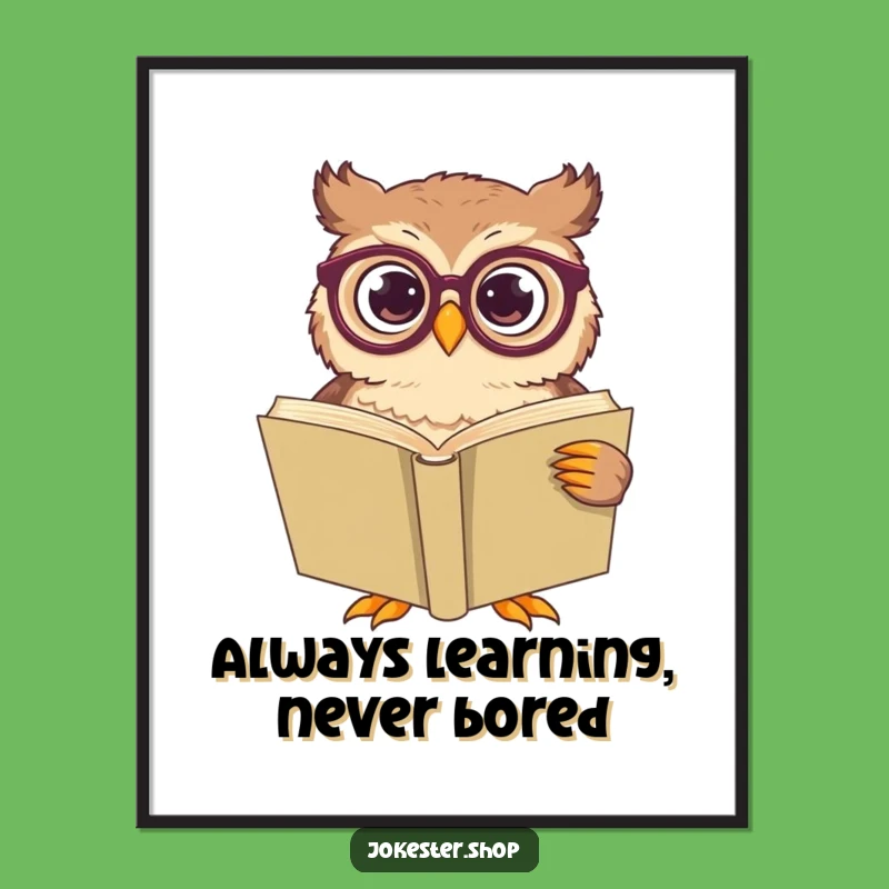 Free Printable Confused Owl Wall Art: Big Book Funny Decor Downloadable Gift