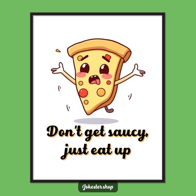 Free Printable Wall Art: Funny Scared Pizza Slice, Whimsical Downloadable Art Print