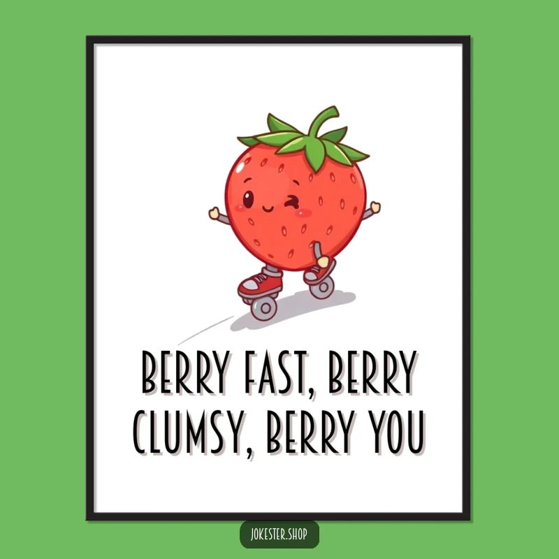 Free Printable Wall Art: Funny Wobbling Strawberry Skater Downloadable Decor!