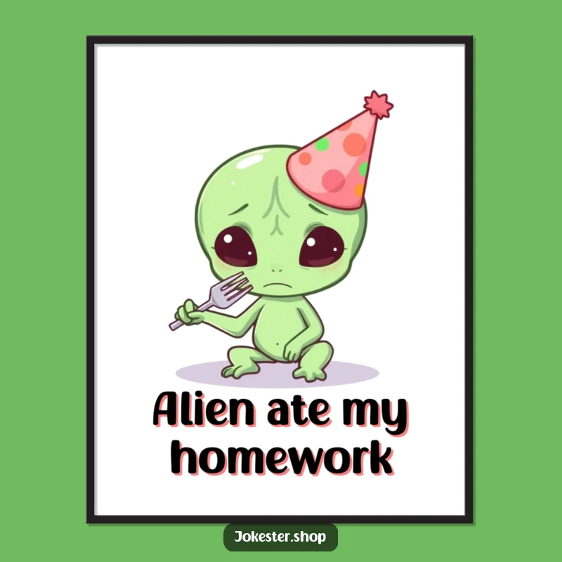 Free Printable Wall Art: Hilarious Confused Alien, Funny Downloadable Art