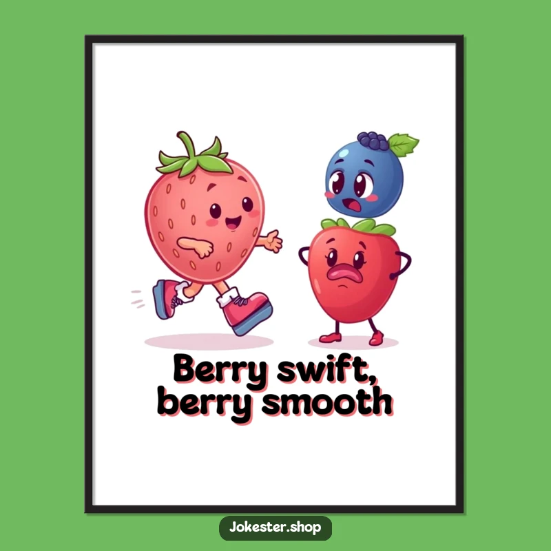 Funny Free Printable Wall Art: Strawberry Skater Blueberry Chase Art Downloadable