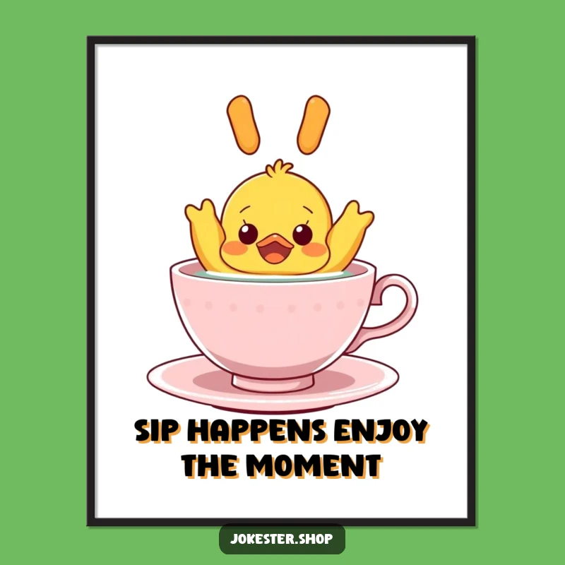 Funny Rubber Ducky Teacup Free Printable Wall Art - Quirky Decor Gift