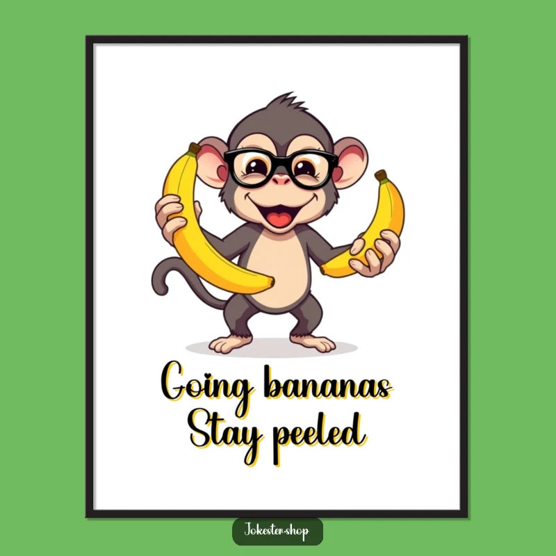 Funny Free Printable Wall Art: Juggling Monkey & Bananas, Humorous Downloadable Decor