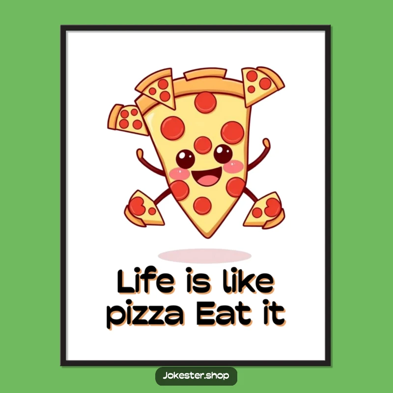 Funny Free Printable Pizza Art: Juggling Pepperoni Downloadable Gift for Kitchen Decor