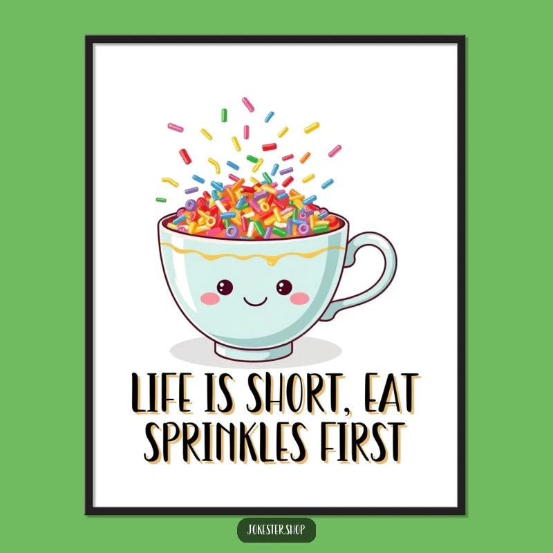 Free Printable Wall Art: Dancing Sprinkles Teacup Funny Downloadable Art