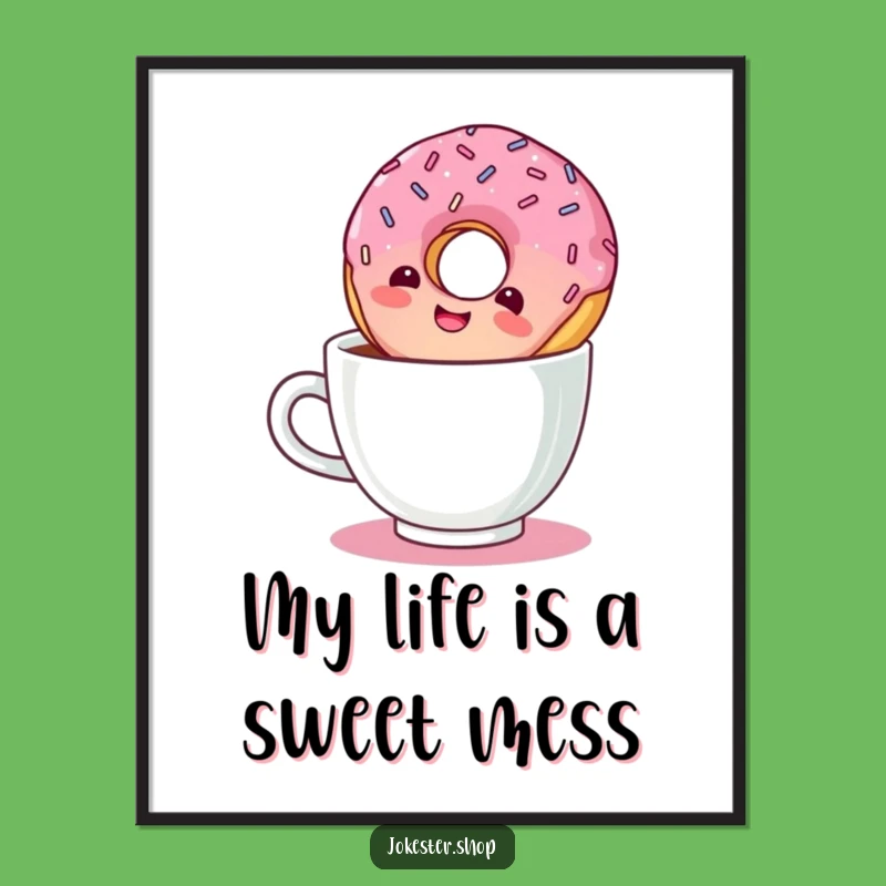 Funny Free Printable Wall Art: Giggling Donut Coffee Dip Downloadable Home Decor