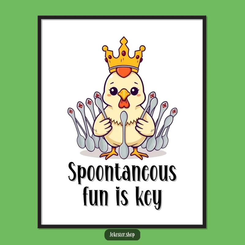 Funny Free Printable Wall Art: Rubber Chicken King Spoon Army for Quirky Decor