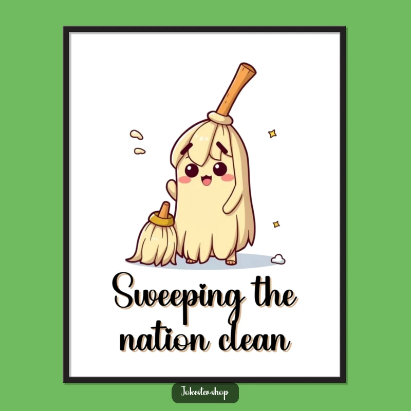 Funny Free Printable Wall Art: Bewildered Broom - Humorous Downloadable Art Print