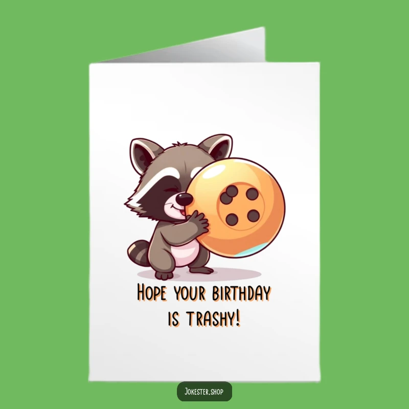 Free Printable Birthday Card: Raccoon Bandit, Shiny Prize, Funny Download