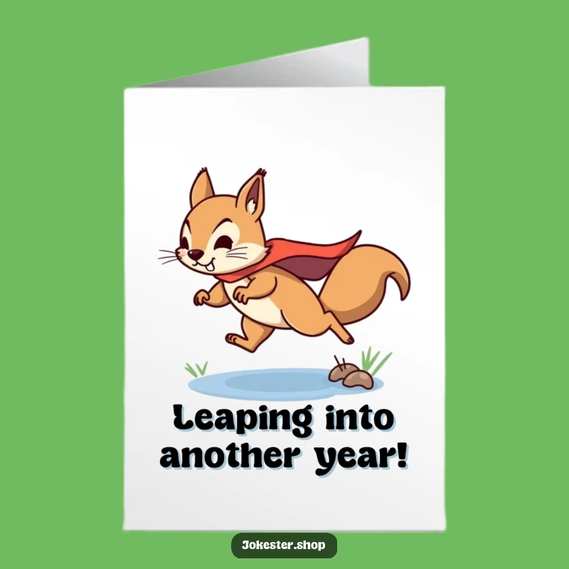 Free Printable Superhero Squirrel Birthday Card: Leaping Over Puddles with Gusto!