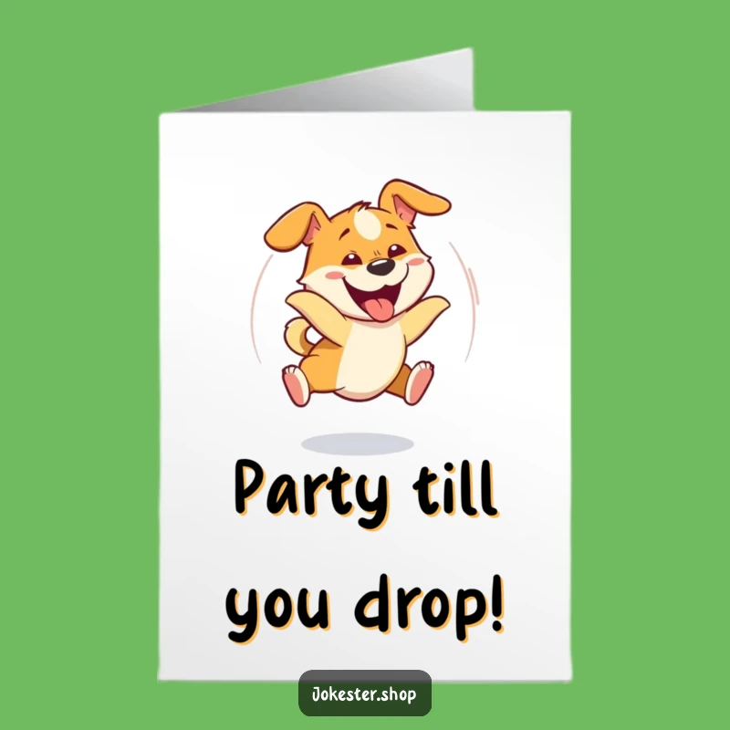 Free Printable Dizzy Dog Birthday Card: Goofy Tail Chase Funny Downloadable Gift