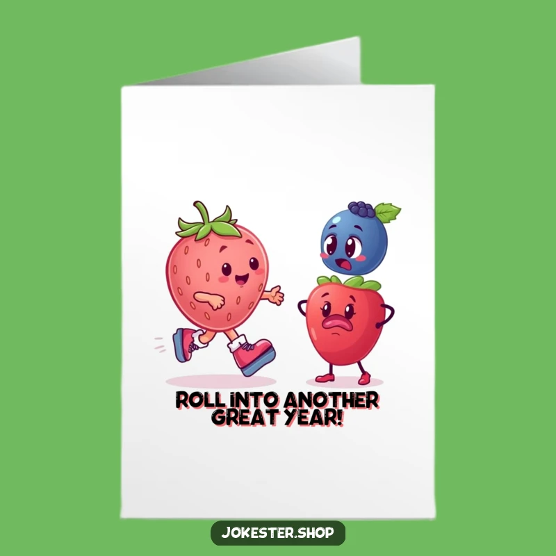 Funny Free Printable Birthday Card: Strawberry Skater vs Blueberry Downloadable Gift