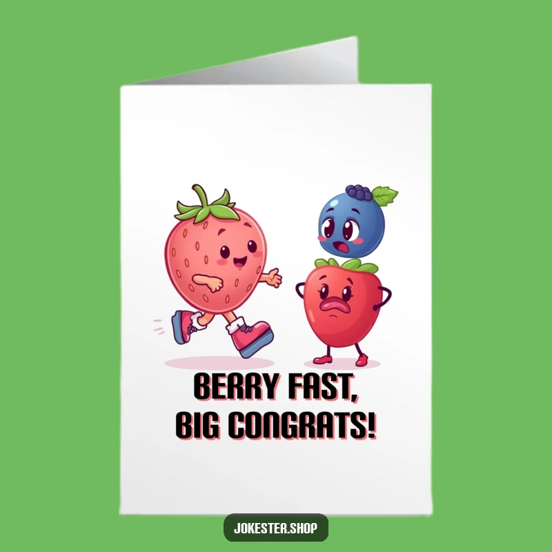 Free Printable Congrats Card: Strawberry Skater Blueberry Chase Downloadable