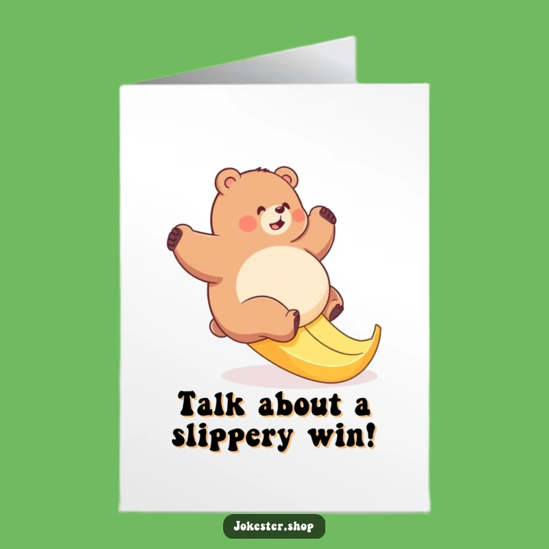 Free Printable Congrats Card: Bear Banana Peel Fail Funny Downloadable Gift