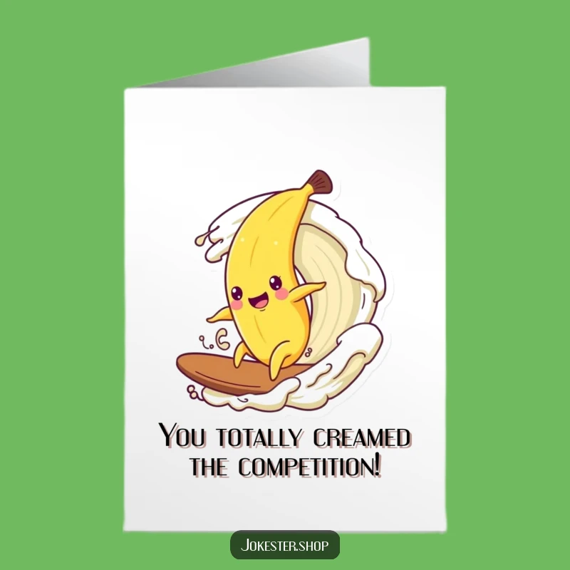 Free Printable Congrats Card Funny Banana Surfing Cream Downloadable Gift