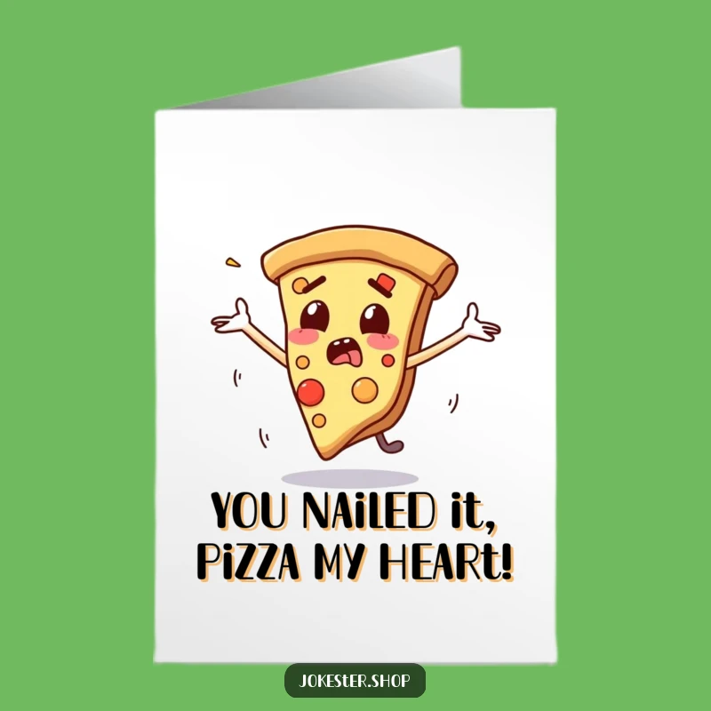 Free Printable Congrats Card: Funny Scared Pizza Slice, Witty Downloadable Greeting