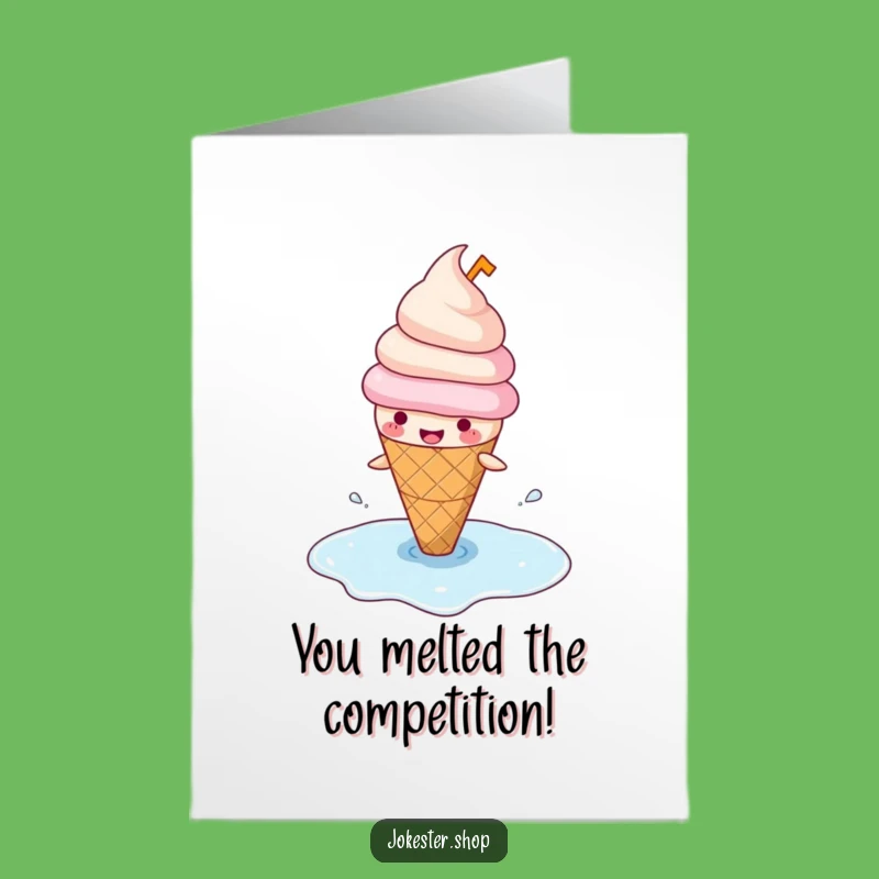 Free Printable Congrats Card: Slipping Ice Cream Cone, Funny Downloadable Gift for Triumphs