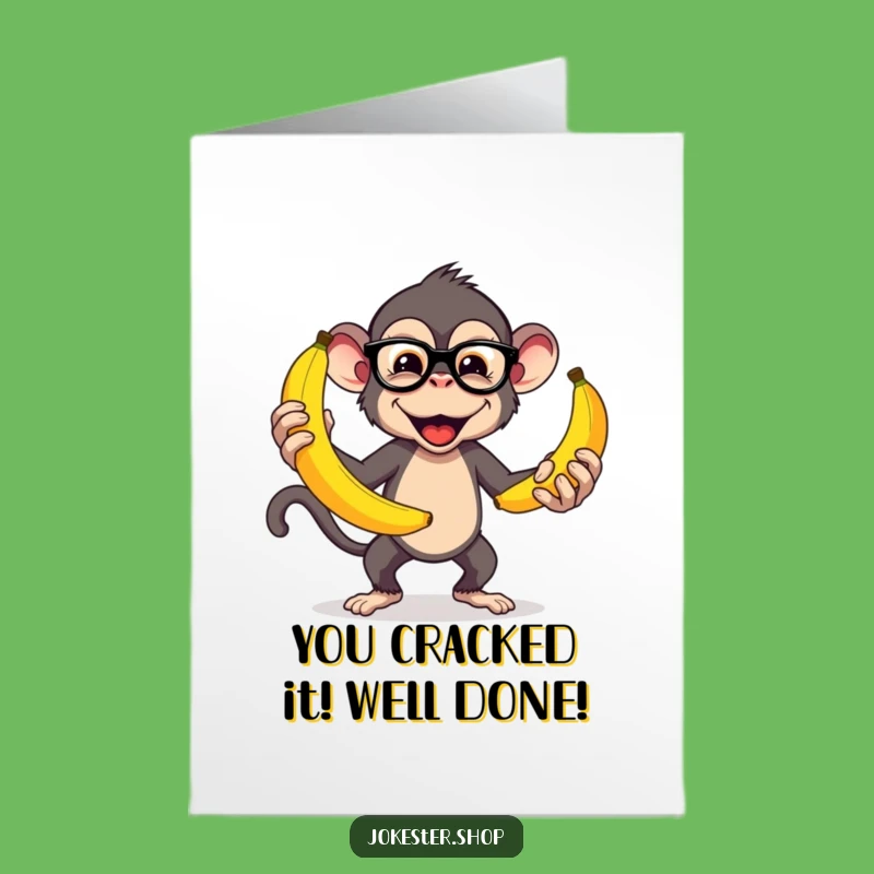 Free Printable Congrats Card: Juggling Monkey & Bananas, Funny Downloadable Gift for Achievements