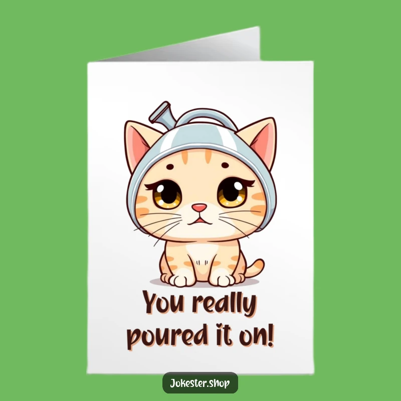 Free Printable Cat Congrats Card: Watering Can Warrior Celebrating Your Win!