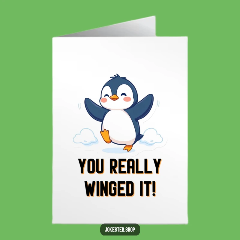 Free Printable Congrats Card: Penguin's Flight - Funny Achievement Downloadable