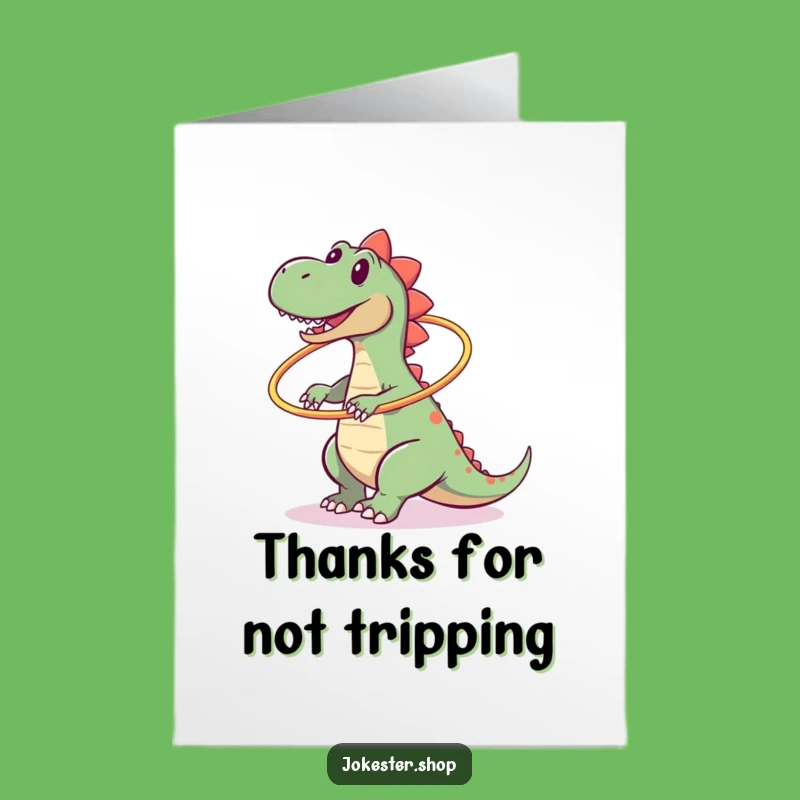 Free Printable Funny Thank You Card: Dino Hoop Fail Downloadable Art Gift
