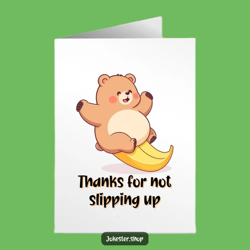 Free Printable Thank You Card: Bear Banana Slip Funny Downloadable Gift