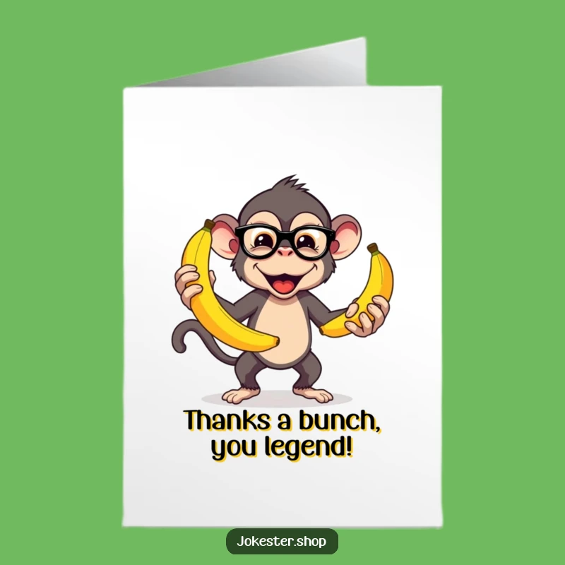Free Printable Thank You Card: Juggling Monkey & Bananas, Humorous Downloadable Gift for Gratitude