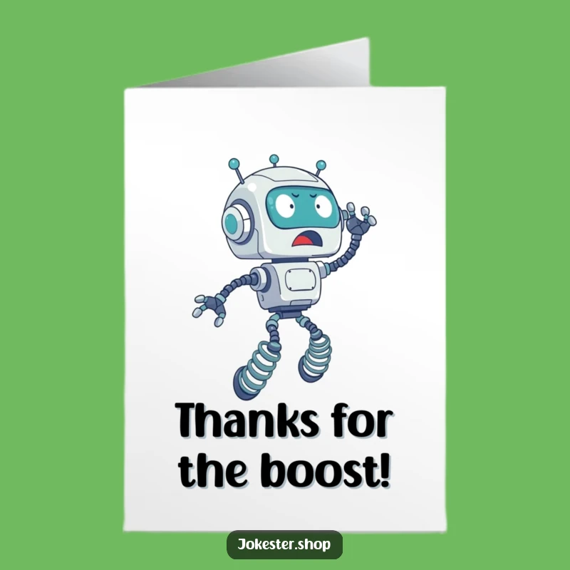 Free Printable Thank You Card: Surprised Robot Launch, Humorous Downloadable Gift for Thanks
