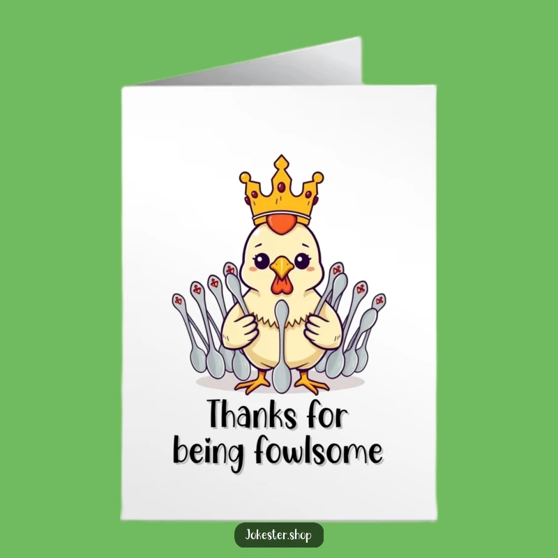 Free Printable Thank You Card: Rubber Chicken King Spoon Army Gratitude Card
