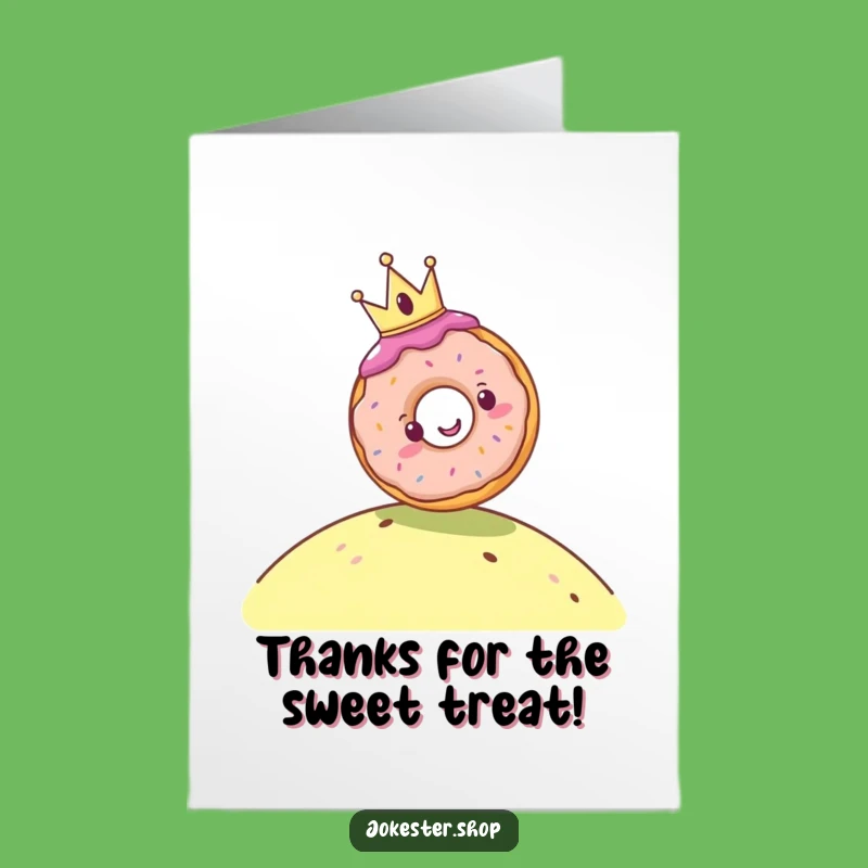 Free Printable Thank You Card: Royal Donut Rolling Downhill - Sweet & Funny Downloadable Gift