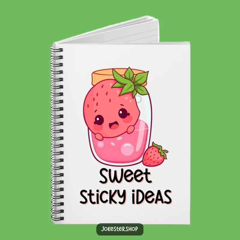 Funny Surprised Strawberry Jam Jar Notebook - Jot Down Sweet Surprises Gift!