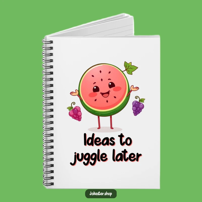 Funny Watermelon Juggling Grapes Notebook - Ideal for Jotting Down Ideas with Humorous Flair