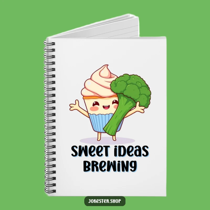 Funny Cupcake Hugs Broccoli Notebook - Jot Down Sweet Ideas Gift!