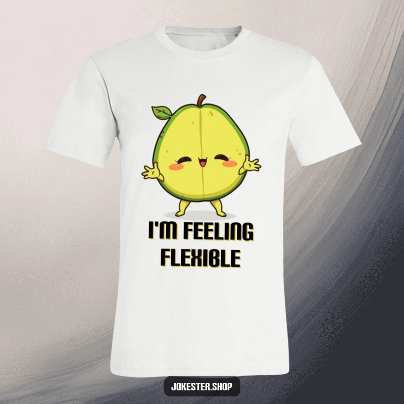Funny T-Shirt showcasing a confident avocado executing a flawless, dramatic split, radiating humor and flexibility.