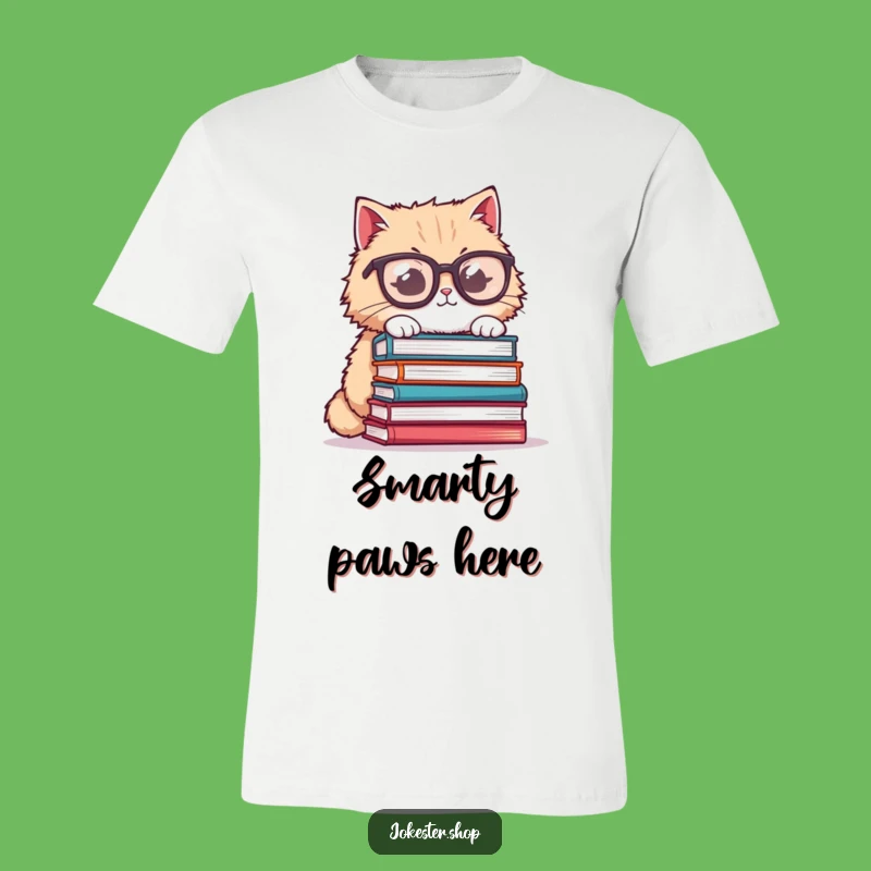 Funny Cat Glasses T-Shirt - Book Balance Humor, Great Funny Gift Tee