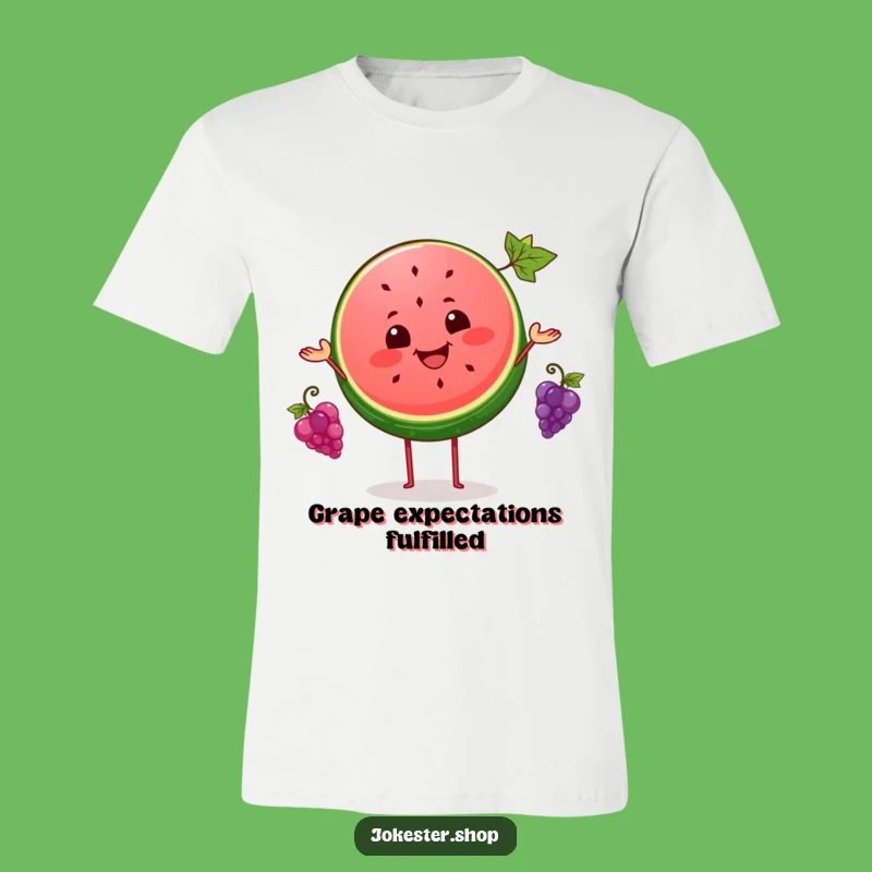 Funny Watermelon Juggling Grapes T-Shirt - Comical Fruity Apparel for a Giggle-Filled Day