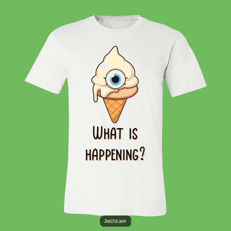 Funny Confused Melting Ice Cream T-Shirt - Quirky Cartoon Apparel Gift!