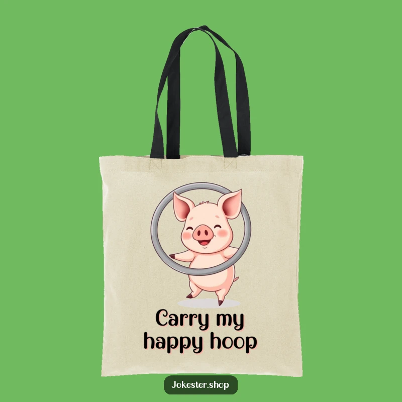 Funny Happy Pig Hula Hoop Tote Bag - Carry Your Fun and Essentials