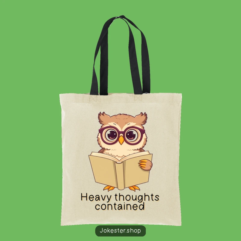 Funny Confused Owl Reading Tote Bag - Hilarious Bookworm Accessory Gift